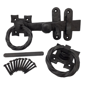 Antique Look Ring Latch Designed for Gates and Doors - Black