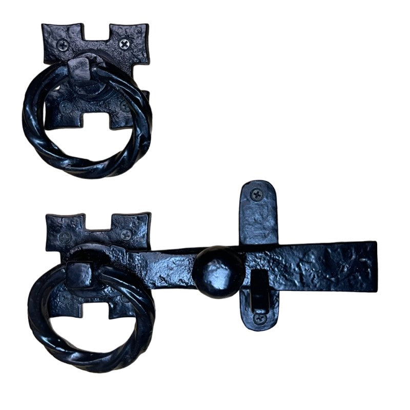 Antique Look Ring Latch Designed for Gates and Doors - Black